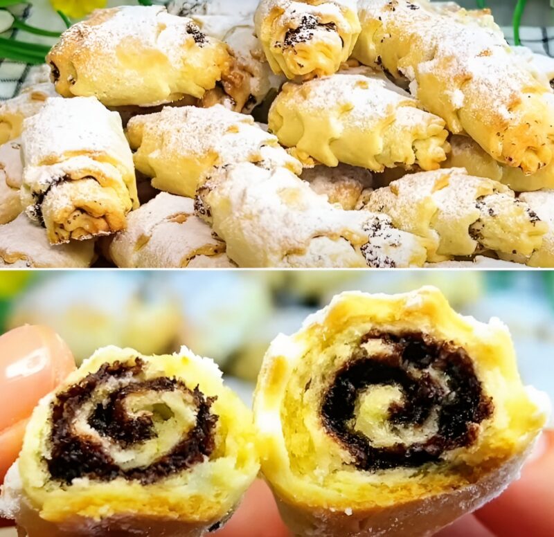 Нежные рогалики с очень вкусной и необычной начинкой. Идеально к чаю или кофе Нежные рогалики с очень вкусной и необычной начинкой. Идеально к чаю или кофе