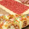 СЛОЁНОЕ ТЕСТО С МЯСНЫМ ФАРШЕМ И СЫРОМ