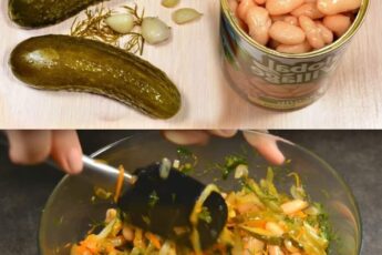 Беру банку фасоли и соленые огурцы. Вкусный салат из простых продуктов