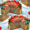 ПЕЧЕНОЧНЫЙ ТОРТ «НЕЖНОСТЬ» с чесночным кремом и овощной прослойкой