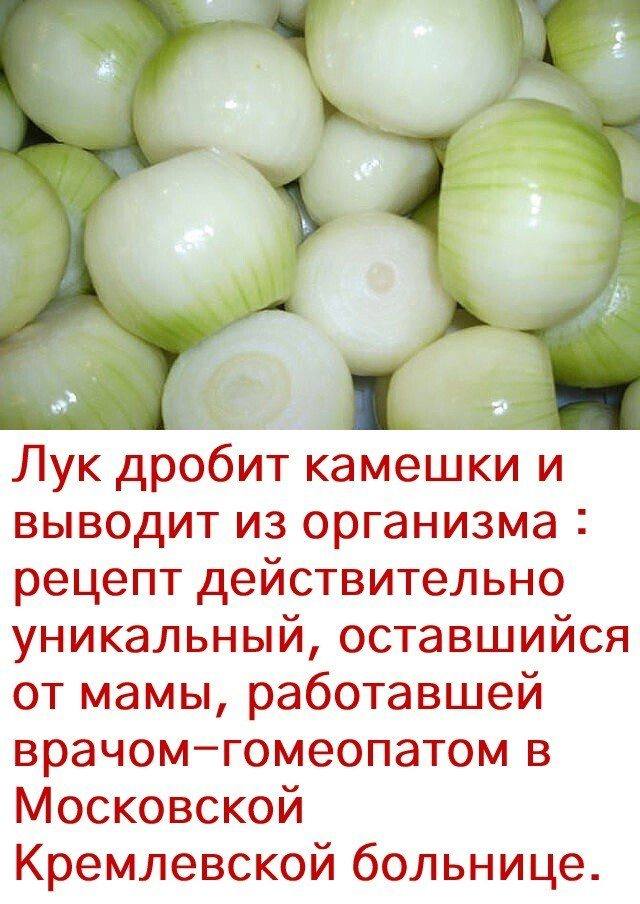 Лук дробит камешки и выводит из организма : рецепт действительно уникальный, оставшийся от мамы, работавшей врачом-гомеопатом в Московской Кремлевской больнице. Лук дробит камешки и выводит из организма : рецепт действительно уникальный, оставшийся от мамы, работавшей врачом-гомеопатом в Московской Кремлевской больнице.