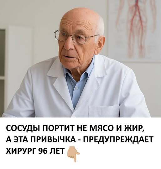 Сосуды портит не мясо и жир, а эта привычка — предупреждает 96-ти летний хирург.