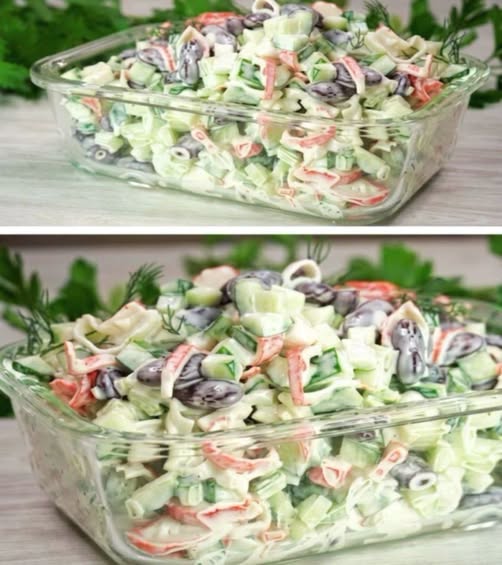Замечательный салат из 3-х ингредиентов 😍Получается таким вкусным, что родные постоянно просят добавку Замечательный салат из 3-х ингредиентов 😍Получается таким вкусным, что родные постоянно просят добавку